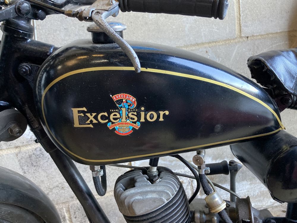 An Excelsior Consort model F4 motorbike with Villiers 98cc two stroke engine, sold with origianl brown log book and current V5